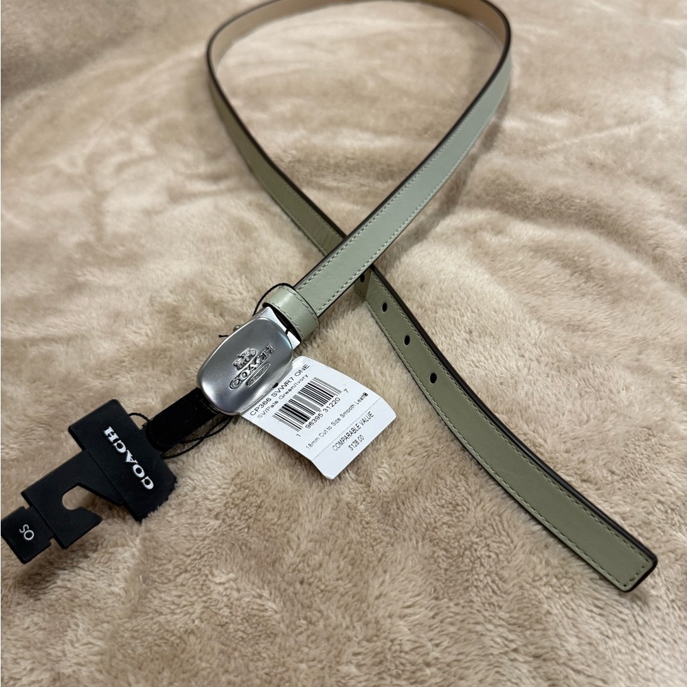 Coach Women’s Sage Leather Belt with Silver Buckle NWT - Picture 2 of 8